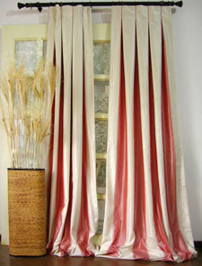 Signature Fuzzy-Stripe Silk Taffeta Drapes and Curtains